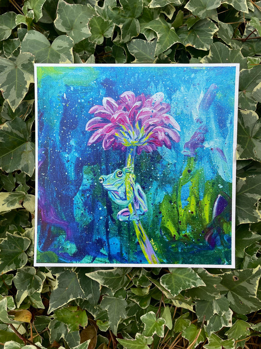 Ribbit in the Rain Paper Print