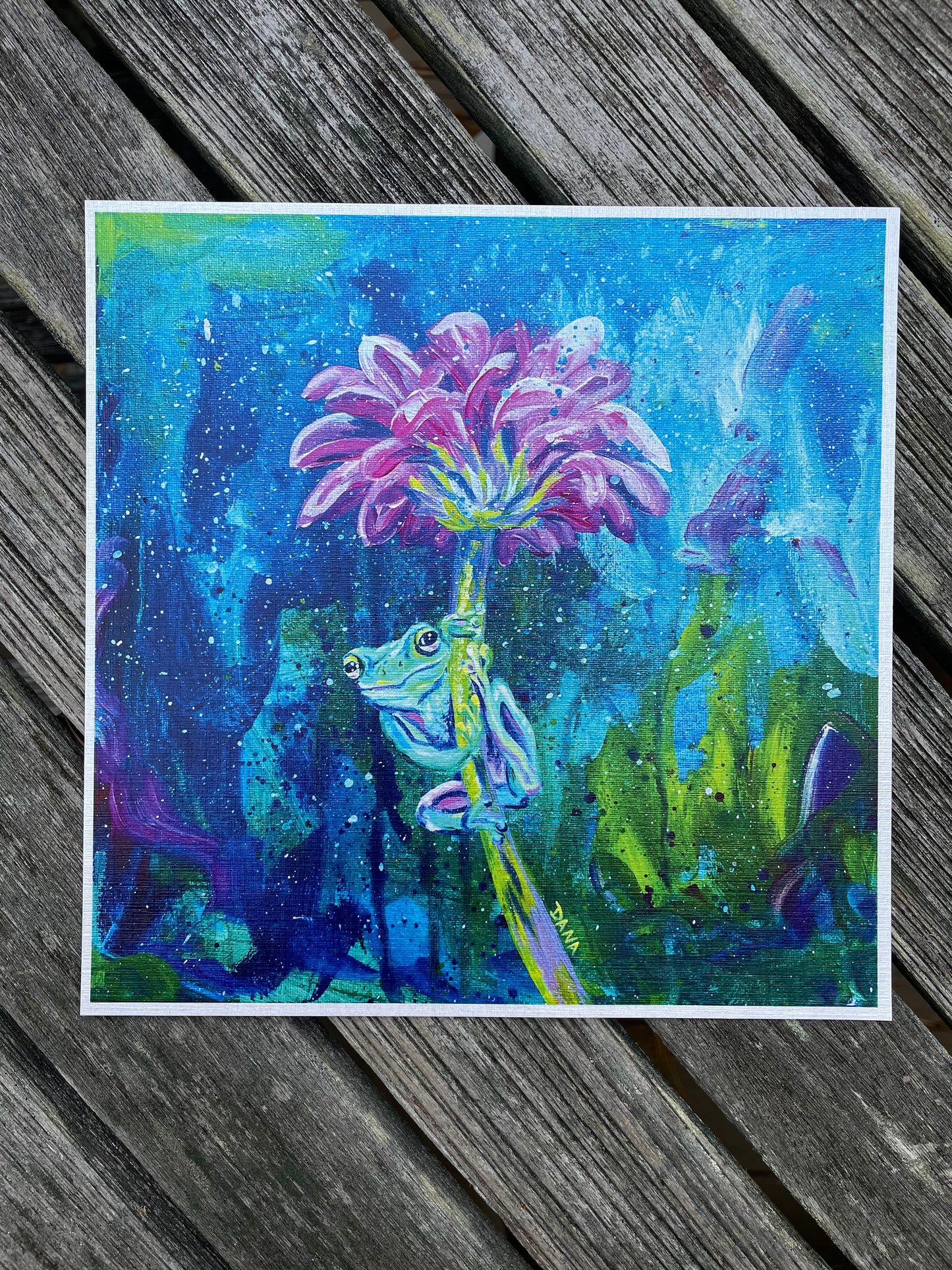 Ribbit in the Rain Paper Print