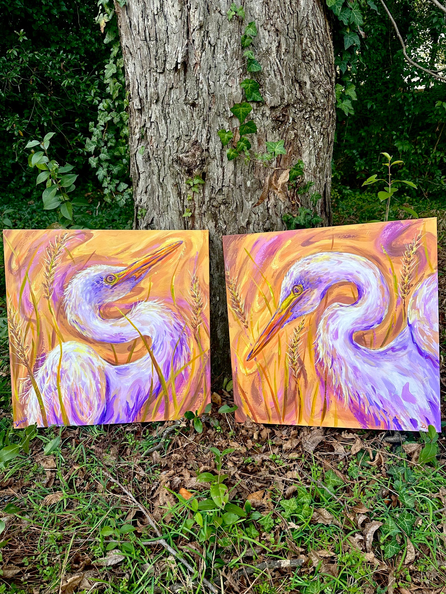 "The Marsh Whisperers" Original (diptych- price includes both canvases)